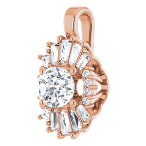 14K Rose Gold Natural White Sapphire & 1/3 CTW Natural Diamond Pendant
