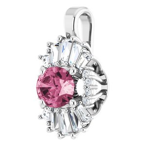 Platinum Natural Pink Tourmaline & 1/3 CTW Natural Diamond Pendant