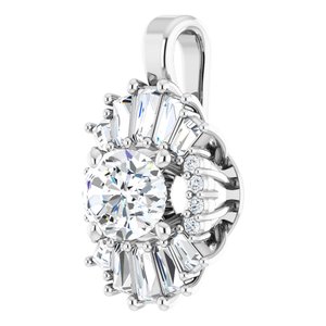 14K White Gold Natural White Sapphire & 1/3 CTW Natural Diamond Pendant
