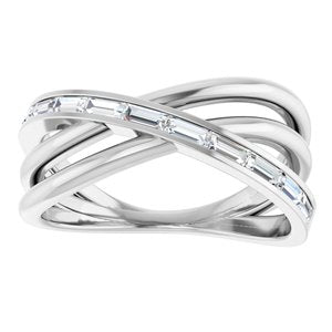 Sterling Silver 1/3 CTW Natural Diamond Criss-Cross Ring