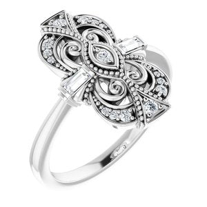 14K White Gold 1/5 CTW Natural Diamond Vintage-Inspired Ring