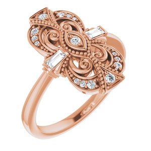 14K Rose Gold 1/5 CTW Natural Diamond Vintage-Inspired Ring