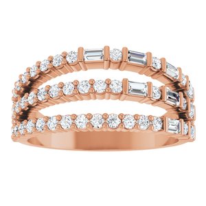 14K Rose Gold 7/8 CTW Natural Diamond Stacked Ring