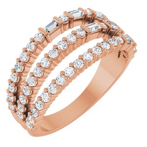 14K Rose Gold 7/8 CTW Natural Diamond Stacked Ring
