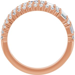 14K Rose Gold 7/8 CTW Natural Diamond Stacked Ring