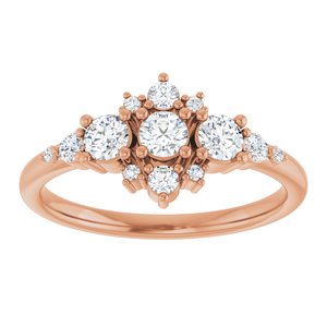 14K Rose Gold 1/2 CTW Natural Diamond Three-Stone Band