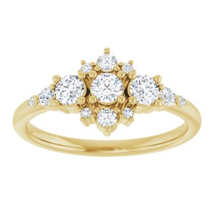 14K Yellow Gold 1/2 CTW Natural Diamond Three-Stone Band