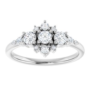 14K White Gold 1/2 CTW Natural Diamond Three-Stone Band