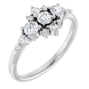 Platinum 1/2 CTW Natural Diamond Three-Stone Band