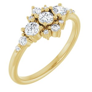 14K Yellow Gold 1/2 CTW Natural Diamond Three-Stone Band