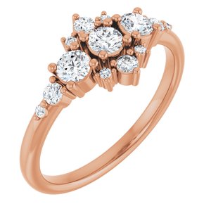 14K Rose Gold 1/2 CTW Natural Diamond Three-Stone Band