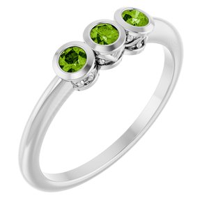 Platinum Natural Peridot Three-Stone Ring