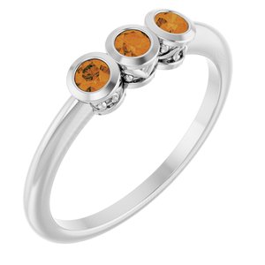 Platinum Natural Citrine Three-Stone Ring