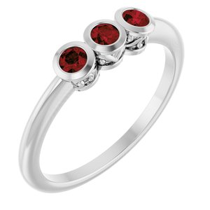 Platinum Natural Mozambique Garnet Three-Stone Ring