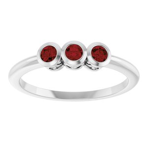 Platinum Natural Mozambique Garnet Three-Stone Ring