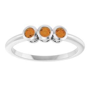 Platinum Natural Citrine Three-Stone Ring