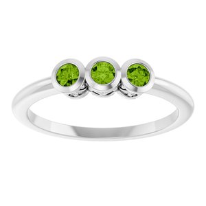 Platinum Natural Peridot Three-Stone Ring