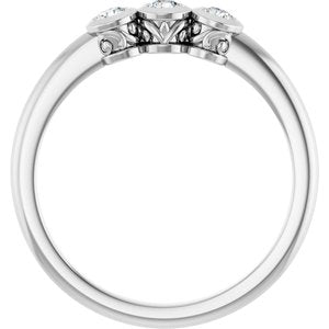 14K White Gold 1/5 CTW Natural Diamond Three-Stone Ring