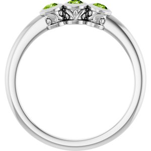 Platinum Natural Peridot Three-Stone Ring