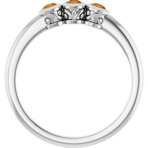 Platinum Natural Citrine Three-Stone Ring