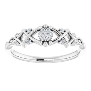 14K White Gold .06 CTW Natural Diamond Vintage-Inspired Ring