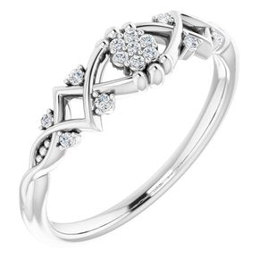 14K White Gold .06 CTW Natural Diamond Vintage-Inspired Ring