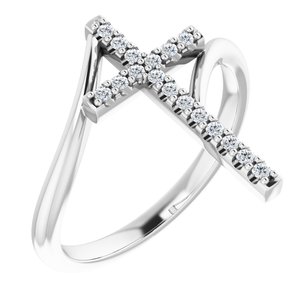 Platinum 1/8 CTW Natural Diamond Cross Ring