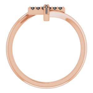 14K Rose Gold 1/8 CTW Natural Black Diamond Cross Ring