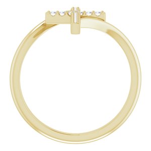 14K Yellow Gold 1/8 CTW Natural Diamond Cross Ring