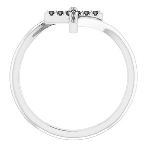 Sterling Silver 1/8 CTW Natural Black Diamond Cross Ring