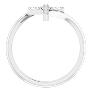 14K White Gold 1/8 CTW Natural Diamond Cross Ring