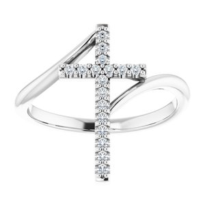 Platinum 1/8 CTW Natural Diamond Cross Ring