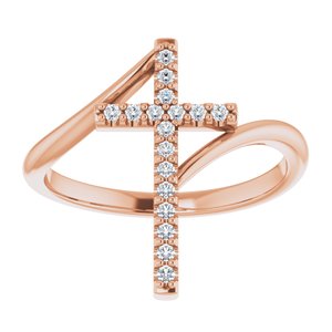 14K Rose Gold 1/8 CTW Natural Diamond Cross Ring