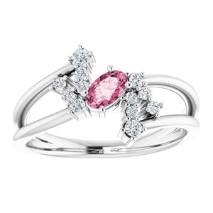 Platinum Natural Pink Tourmaline & 1/8 CTW Natural Diamond Bypass Ring