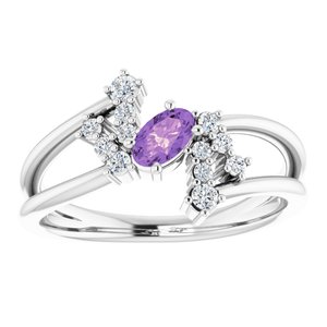 Platinum Natural Amethyst & 1/8 CTW Natural Diamond Bypass Ring