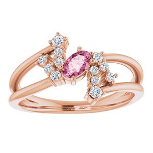 14K Rose Gold Natural Pink Tourmaline & 1/8 CTW Natural Diamond Bypass Ring