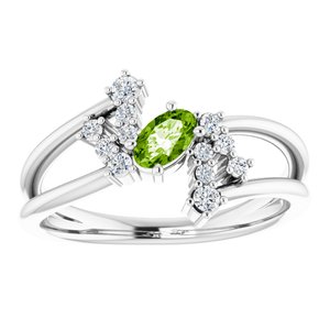 Sterling Silver Natural Peridot & 1/8 CTW Natural Diamond Bypass Ring