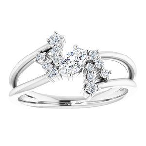 14K White Gold Natural White Sapphire & 1/8 CTW Natural Diamond Bypass Ring