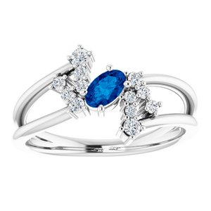 Sterling Silver Natural Blue Sapphire & 1/8 CTW Natural Diamond Bypass Ring