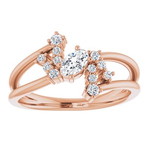 14K Rose Gold Natural White Sapphire & 1/8 CTW Natural Diamond Bypass Ring