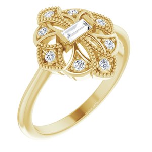 14K Yellow Gold 1/5 CTW Natural Diamond Vintage-Inspired Ring