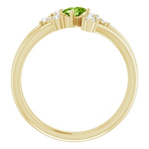 14K Yellow Gold Natural Peridot & 1/8 CTW Natural Diamond Bypass Ring