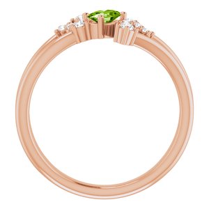 14K Rose Gold Natural Peridot & 1/8 CTW Natural Diamond Bypass Ring