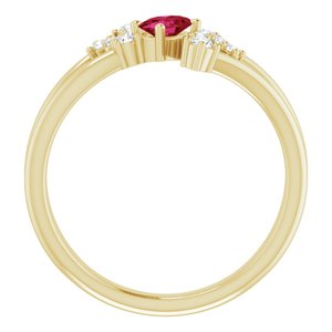 14K Yellow Gold Natural Ruby & 1/8 CTW Natural Diamond Bypass Ring