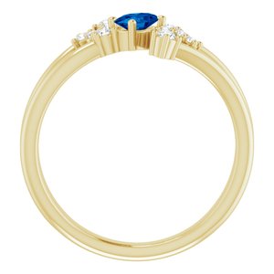 14K Yellow Gold Natural Blue Sapphire & 1/8 CTW Natural Diamond Bypass Ring