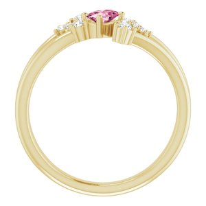 14K Yellow Gold Natural Pink Tourmaline & 1/8 CTW Natural Diamond Bypass Ring