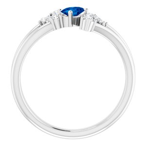 Sterling Silver Natural Blue Sapphire & 1/8 CTW Natural Diamond Bypass Ring