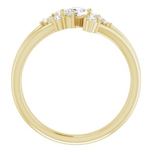 14K Yellow Gold Natural White Sapphire & 1/8 CTW Natural Diamond Bypass Ring