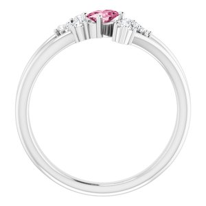 Platinum Natural Pink Tourmaline & 1/8 CTW Natural Diamond Bypass Ring