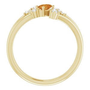 14K Yellow Gold Natural Citrine & 1/8 CTW Natural Diamond Bypass Ring
